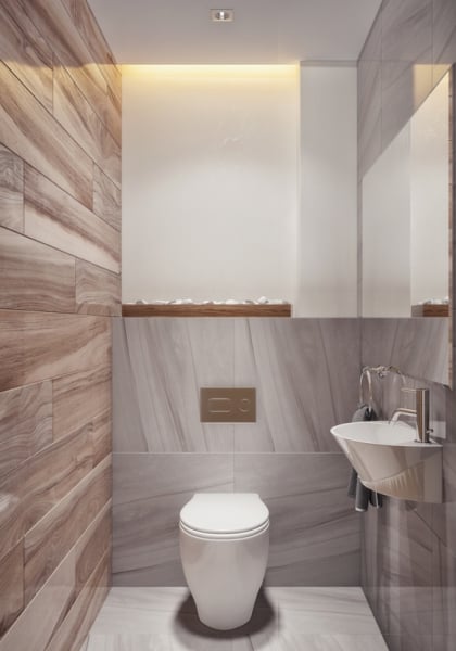 wood-look tile installation in the toilet