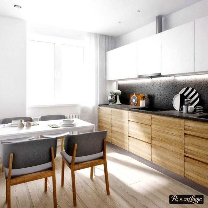 wooden bottom white top on kitchen