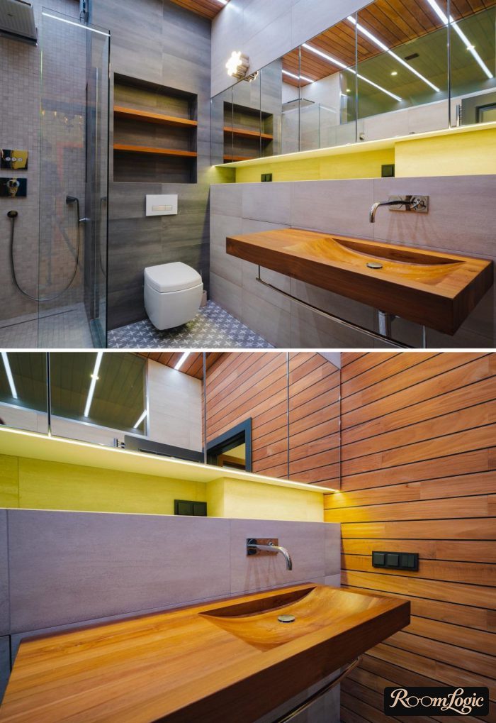 wooden sink in the bathroom