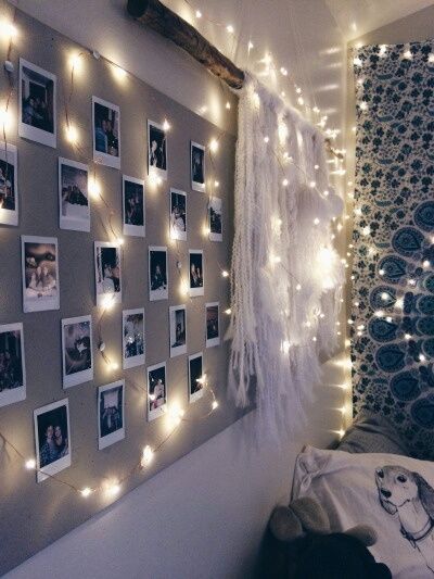 yellow garlands in a kids' room for a teenager