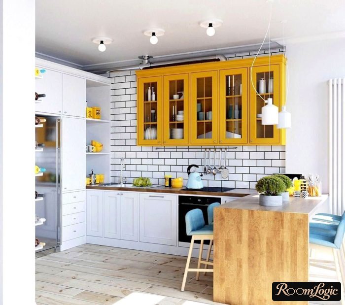 yellow kitchen in scandi style