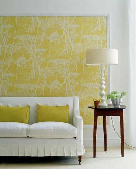 yellow wallpaper with a pattern in the interior