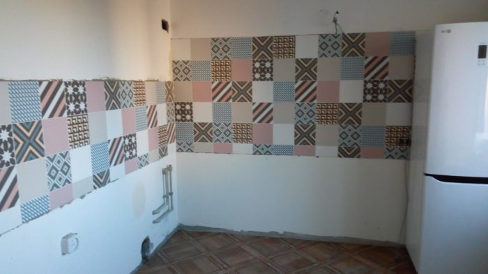 zone for laying out the backsplash in the kitchen